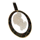 Vintage oval mirror with tartan decoration.
