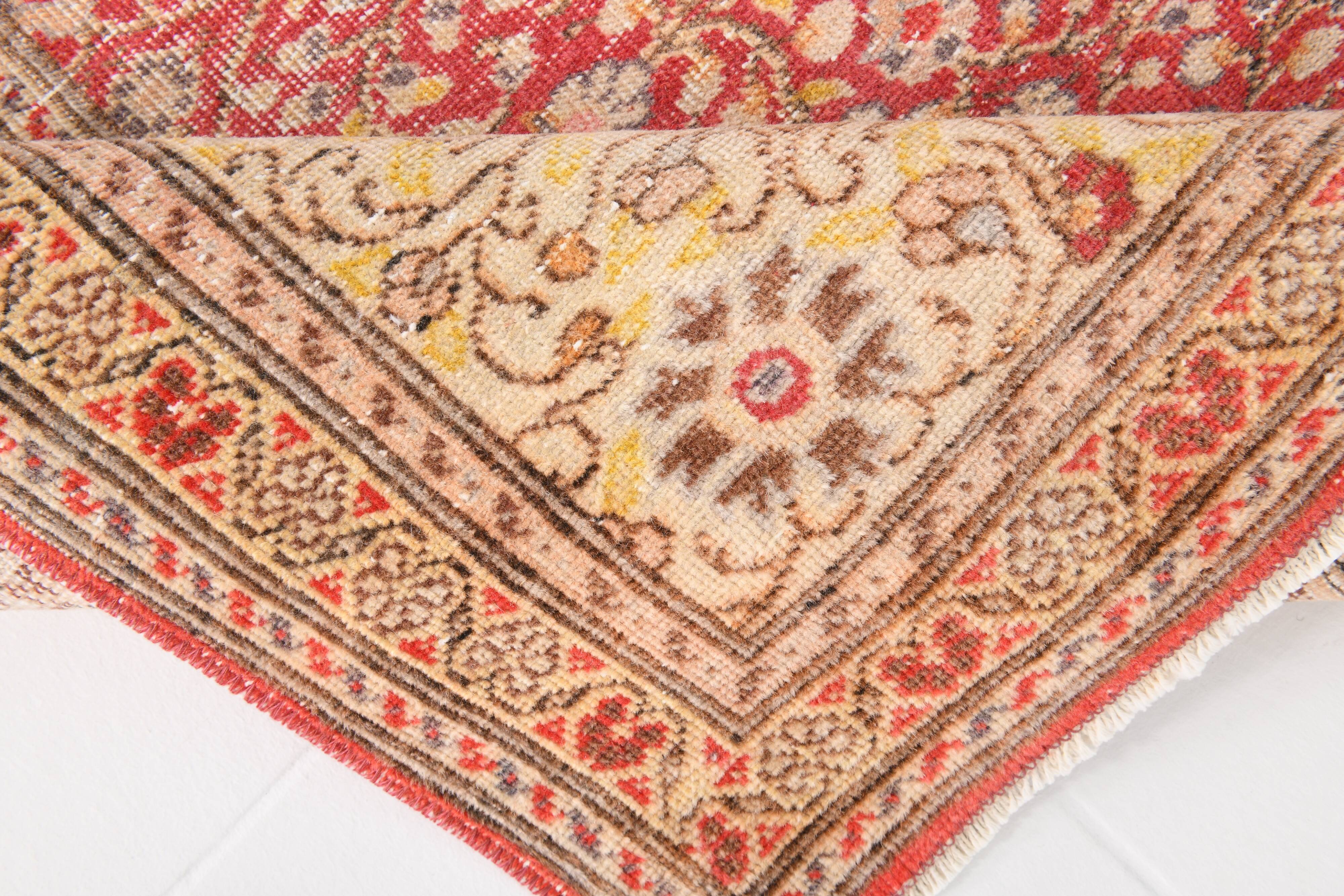7x9 Red & Yellow Floral Persian Vintage Rug, 206x290Cm