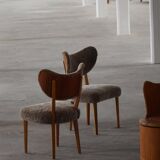 Danish chair from the mid-20th century, dining/office chair in lamb's wool, Eva Koppel, 1950s.