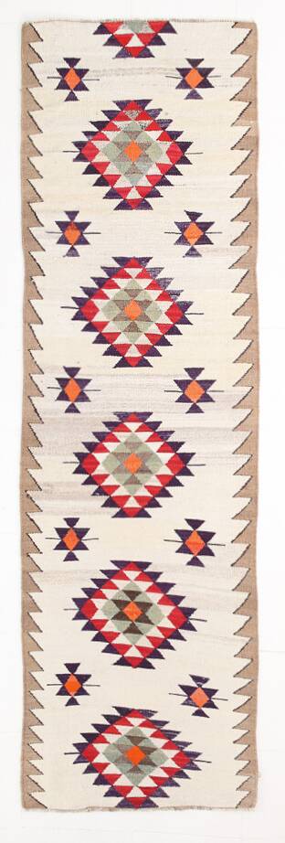 3x10 Vintage Tribal Geometric Kilim Runner Rug, 91x314Cm