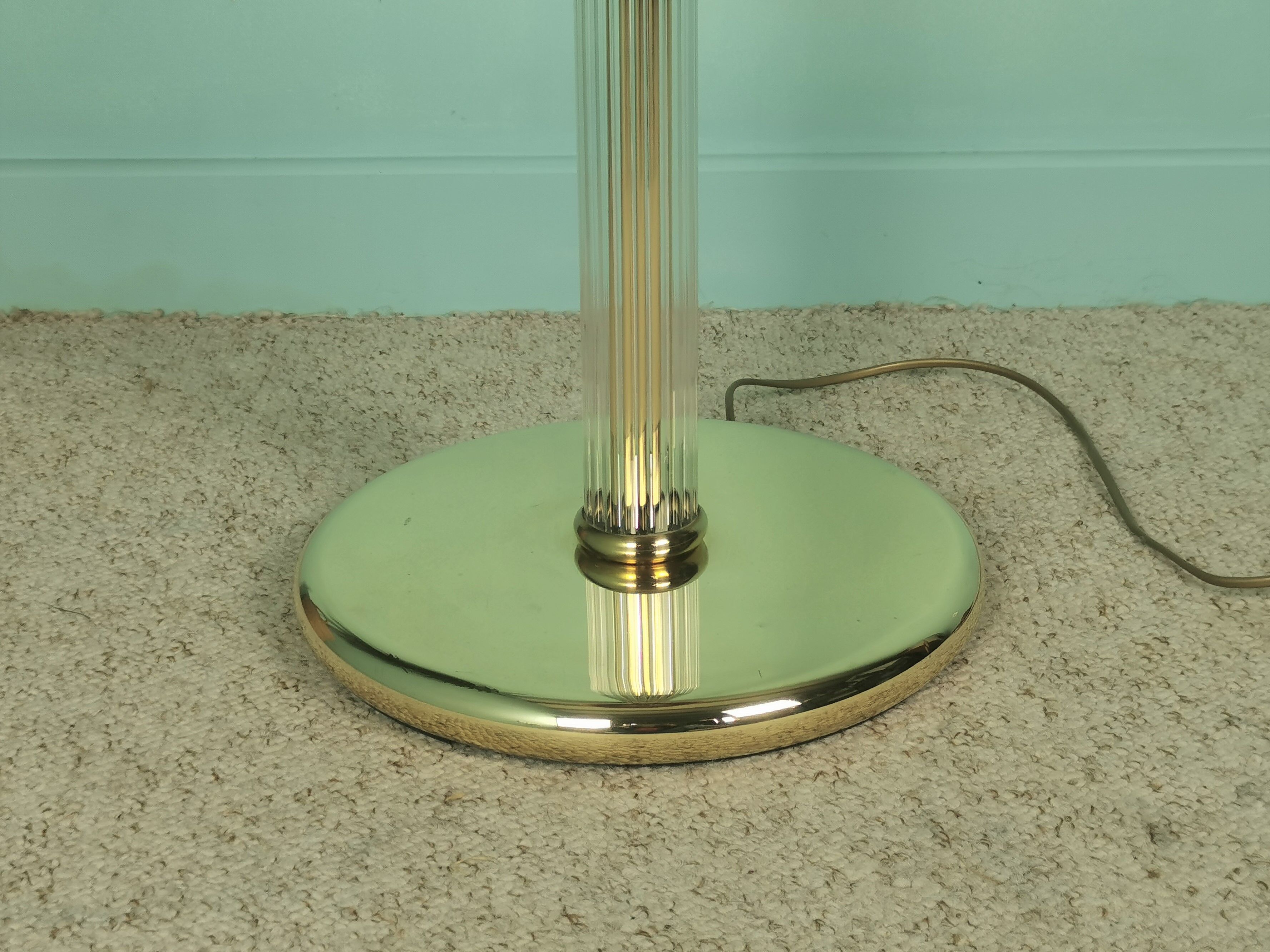 Lampadaire laiton et verre 80'