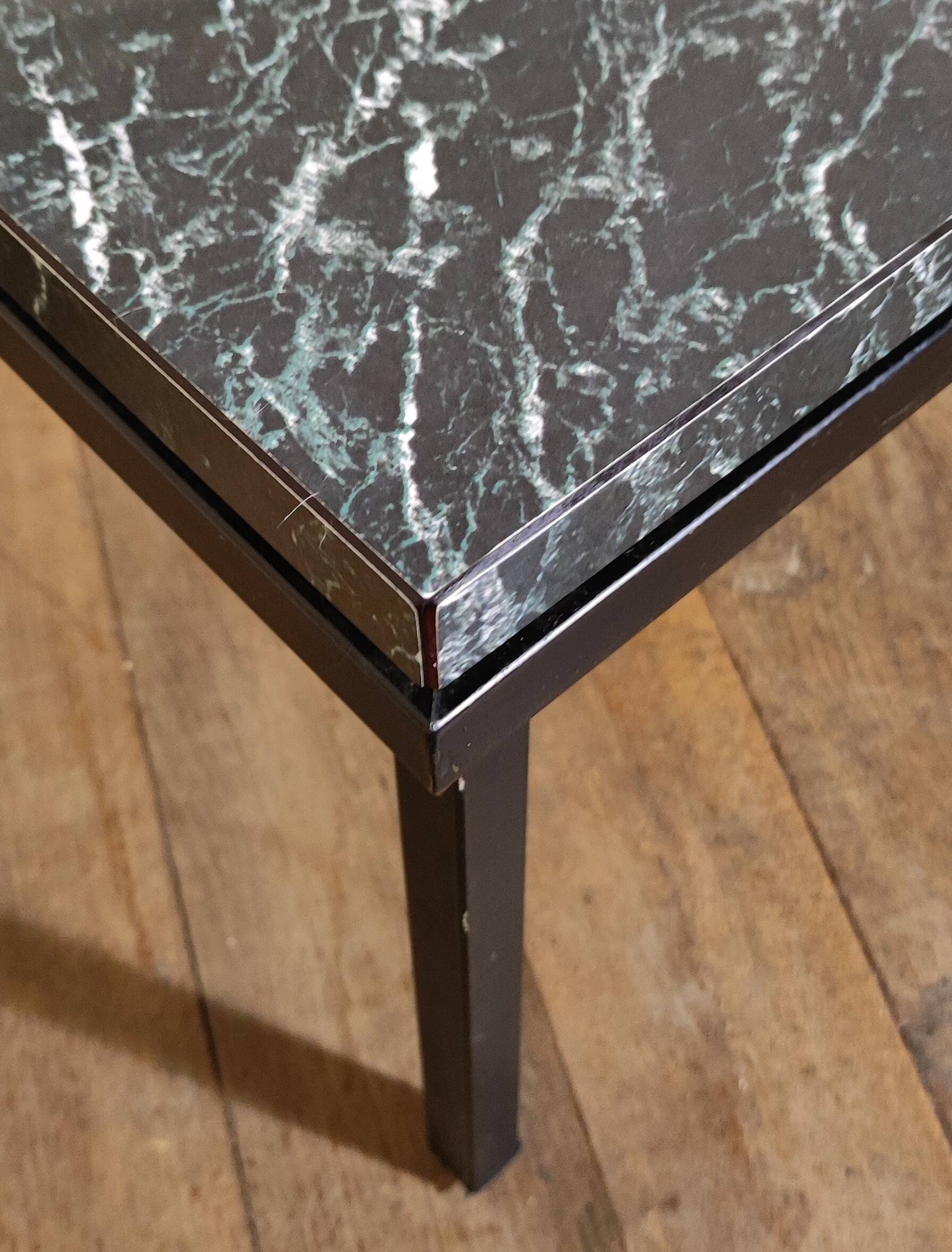 Modernist coffee table in green marbled black Formica