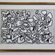 Sérigraphie encadrée sous verre d'après Jean Dubuffet, noir et blanc, années 70, 40 x 29 cm