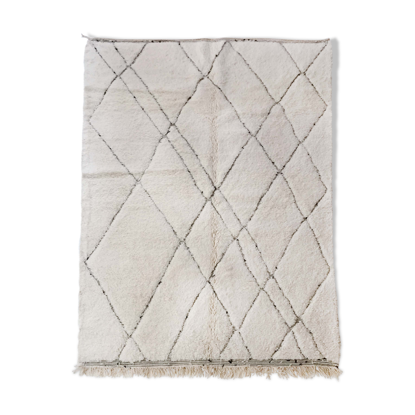 Moroccan Berber carpet blessed ouarain ecru with black diamonds engraved 284x198cm