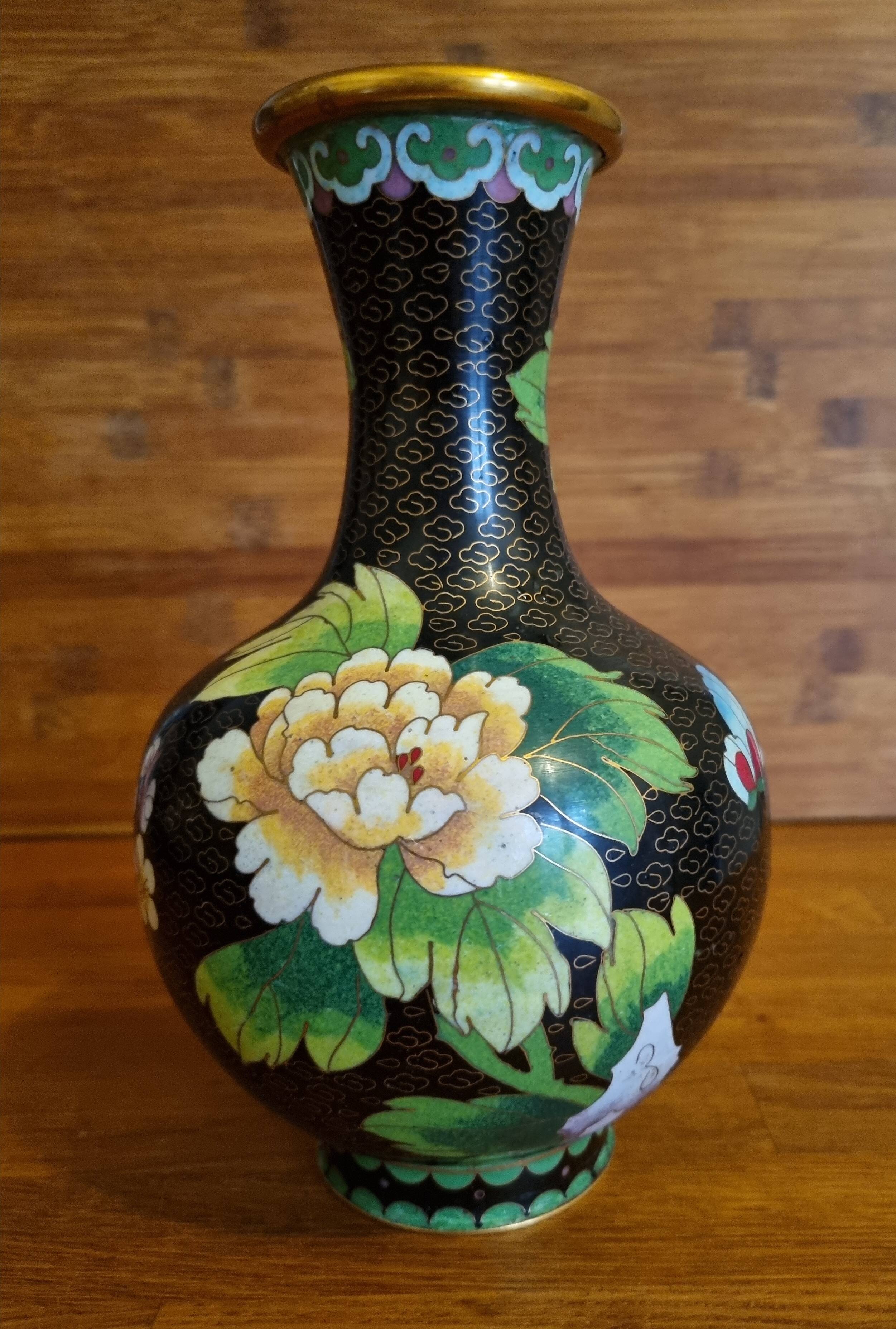 Chinese vase in cloisonné enamel 21 cm