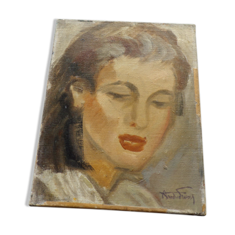 Oil on canvas, carried woman - 24 x 19