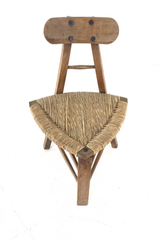 Ensemble de 2 chaises tripodes brutalistes