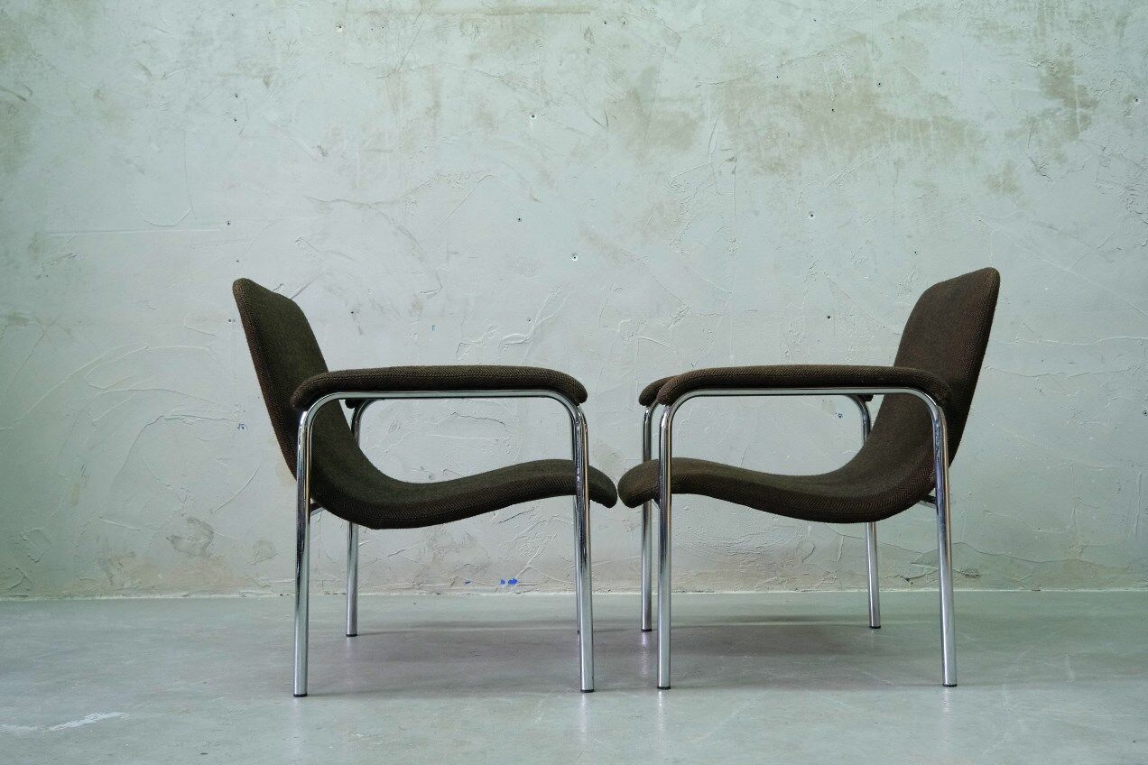 Mid-Century Easy Chairs in Tubular Steel from Thonet, 1970s, Set of 2.