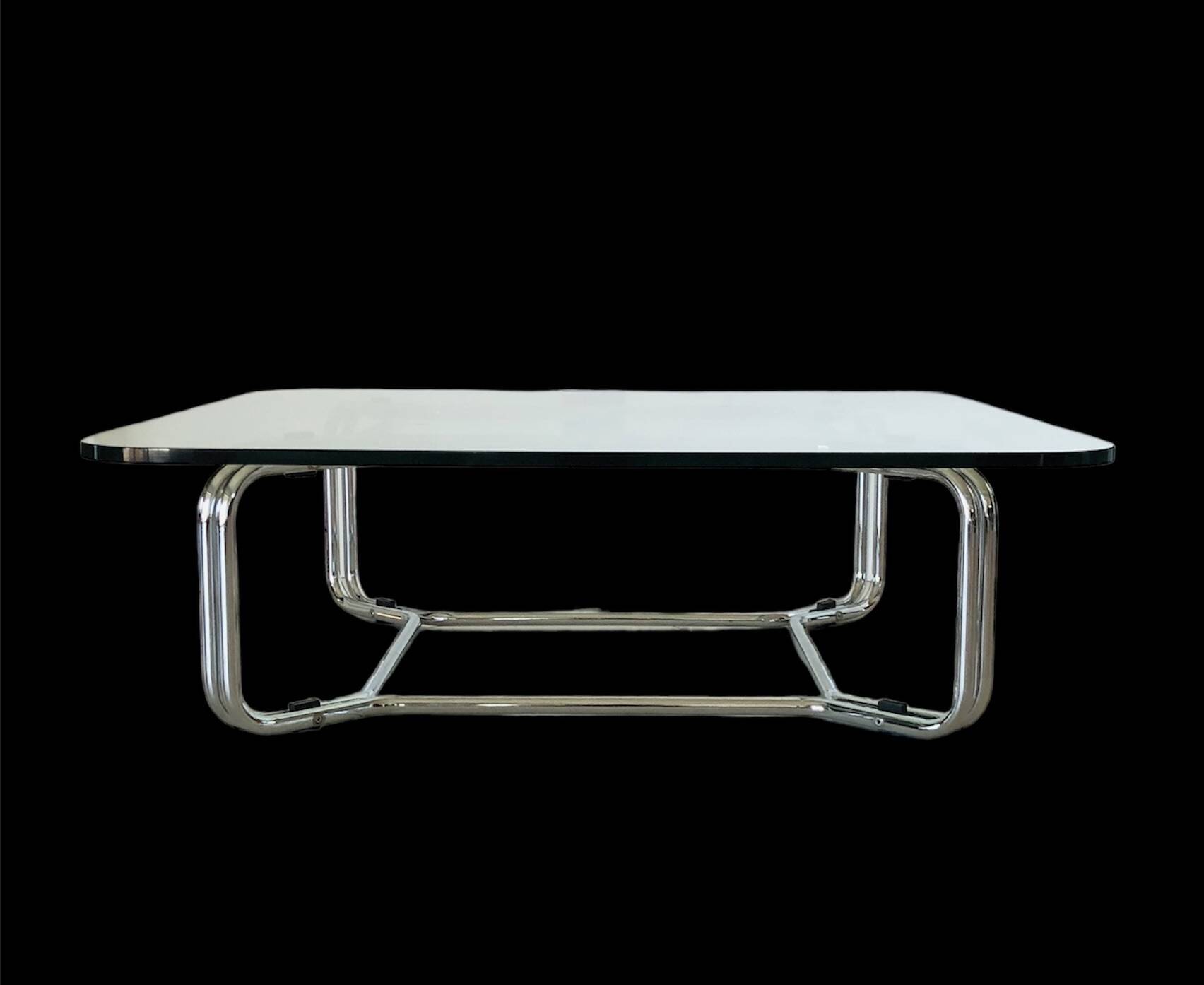 Glass and chrome metal coffee table, Italy 1970s