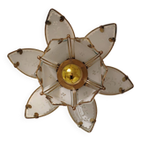 Lotus flower wall sconce in glass with a gold brass rim