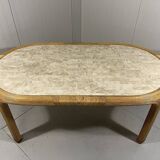 Vivai del Sud rattan & travertine dining table Italy 1960’s