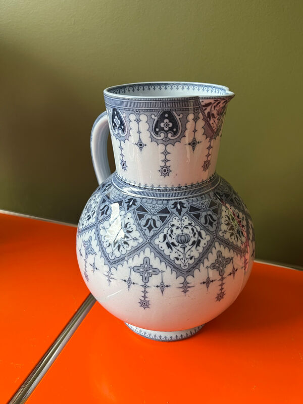 Sublime  et rare cruche vase Sarreguemines  Acapulco