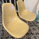 Lot of 2 DSW chairs in yellow fibre with oak dowel, light oak, Eames, Herman Miller.