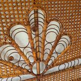 Old headboard "Peacock" in rattan / Emmanuelle