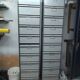 Set of 2 industrial (vintage) iron cabinets/shelves.