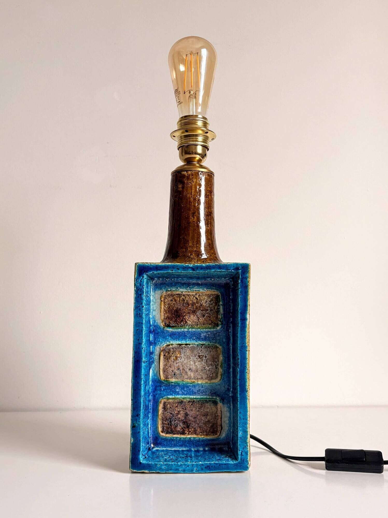 Aldo Londi for Bitossi Chamotte Ceramic Table Lamp, Italy, 1960s
