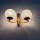 Simple two-armed wall light in brass and glass by Ball and Ball, Kaiser, 1960s, Germany.