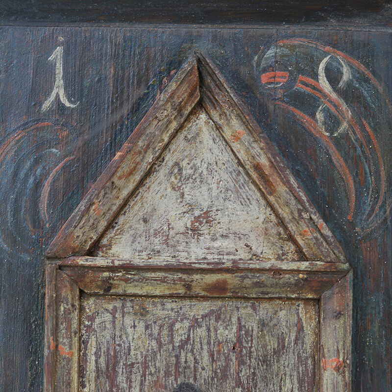 Antique Rustic Farmhouse Folk Art Painted Bridal Cabinet 1882