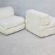 Sofa formed by 2 heaters. Foam, velvet "cream". Steiner. France, Circa 1970