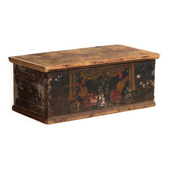 Ancien petit coffre à motifs floraux (c.1920) #73