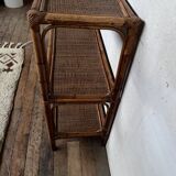 Vintage rattan bamboo wicker bookshelf