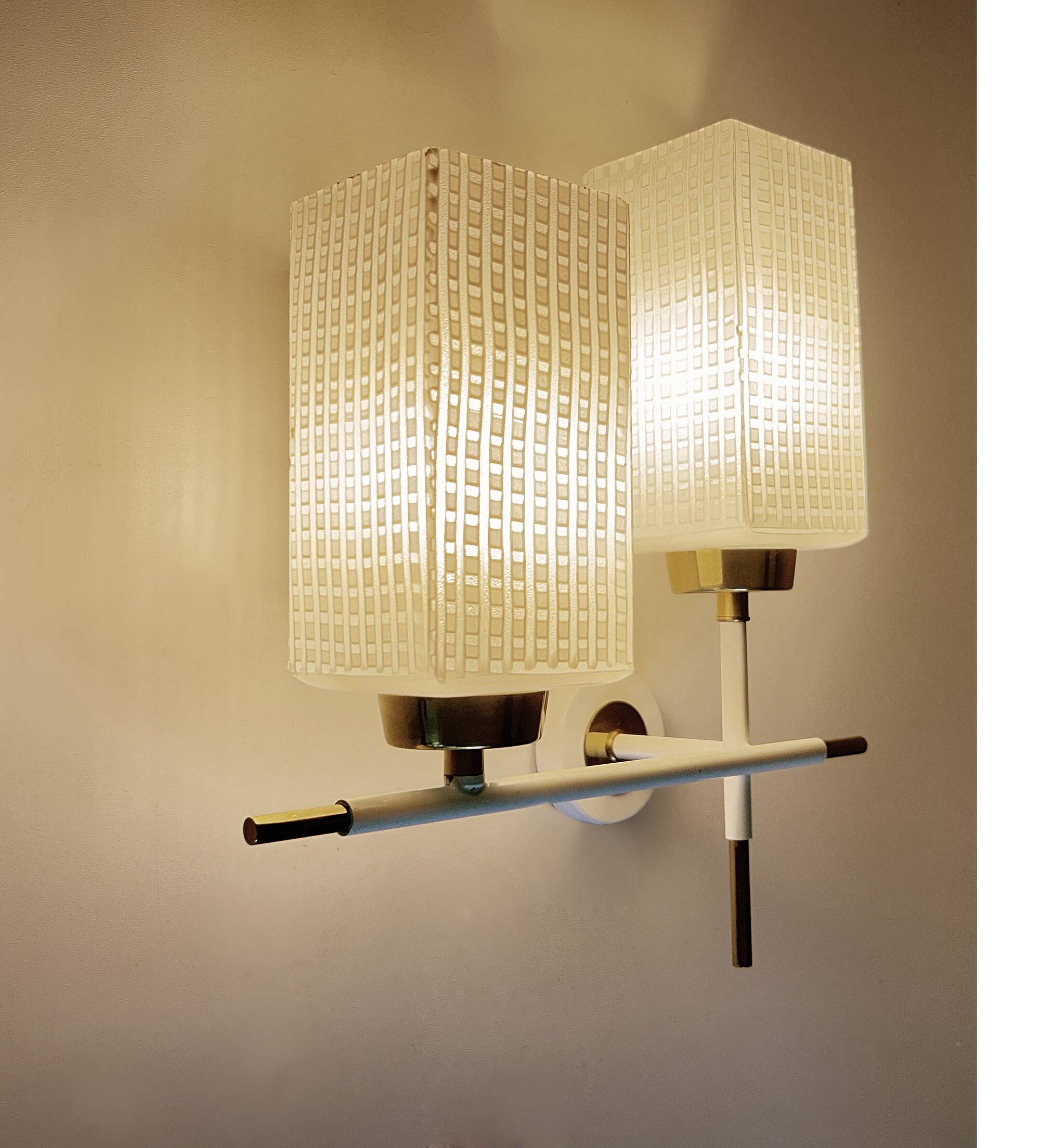 Pair of vintage architectural wall lights, 1960s