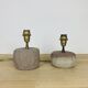 Pair of brutalist lamps in pink stoneware and wool lampshade, 1970