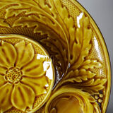 Set of plates, artichoke dishes, mustard yellow earthenware Gien vintage