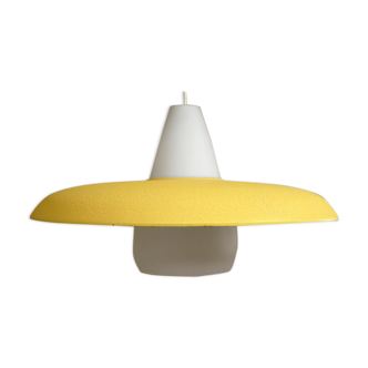 Granite metal & opaline hanging lamp 1950