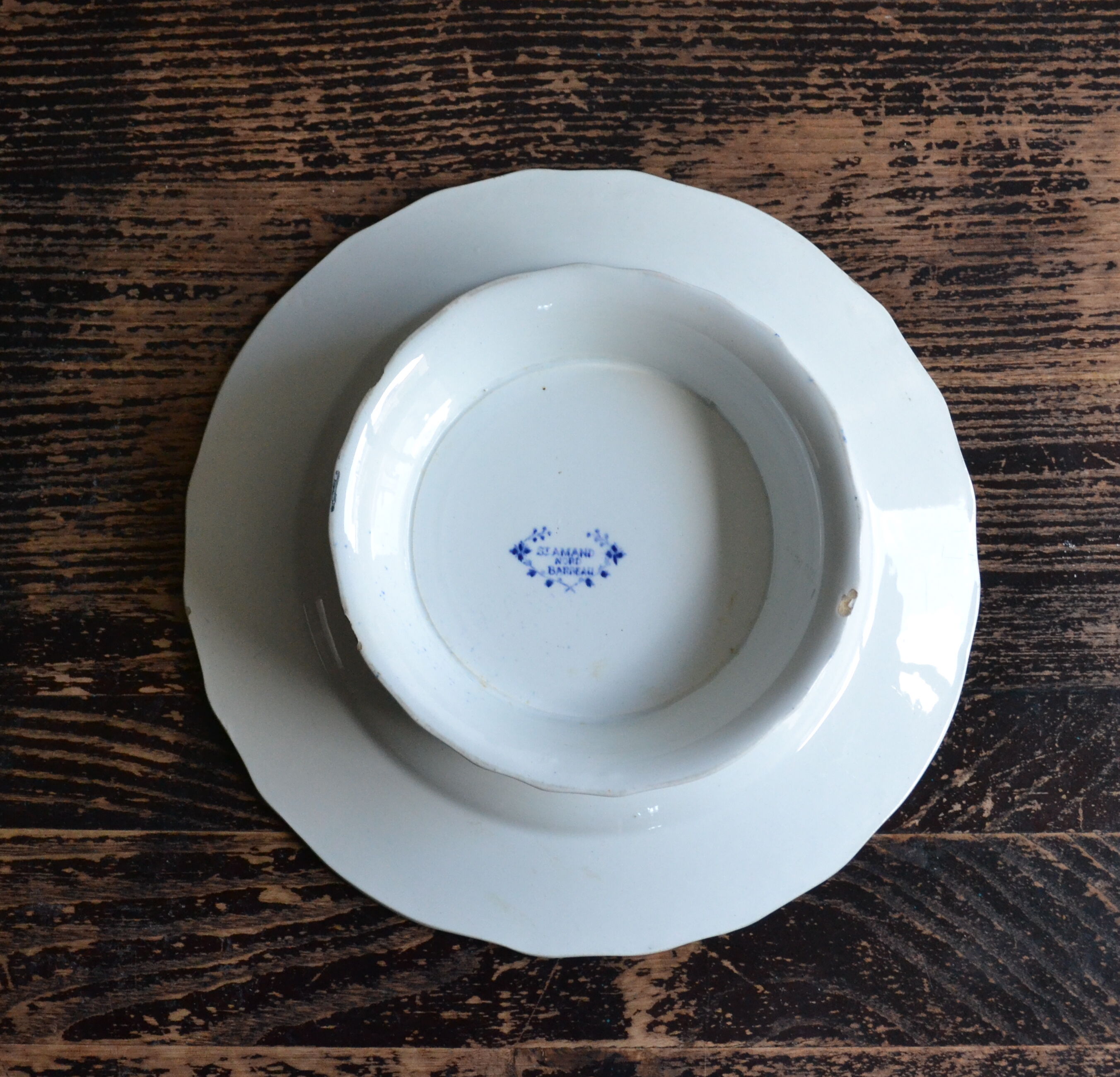 Low earthenware compotier Saint-Amand Nord Barbeau early twentieth century