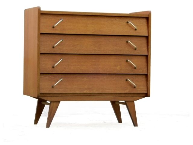 Vintage 1960s chest of drawers with compass feet