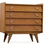 Vintage 1960s chest of drawers with compass feet