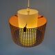 Suspended lamp in pink metal and plexiglass, Danish design, 1960s, Denmark.
