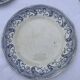 8 petites assiettes en faience terre de fer creil et montereau modele moscou, decor bleu anciennes
