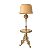 Lampadaire serviteur ancien en bronze et métal doré, plateau en albâtre