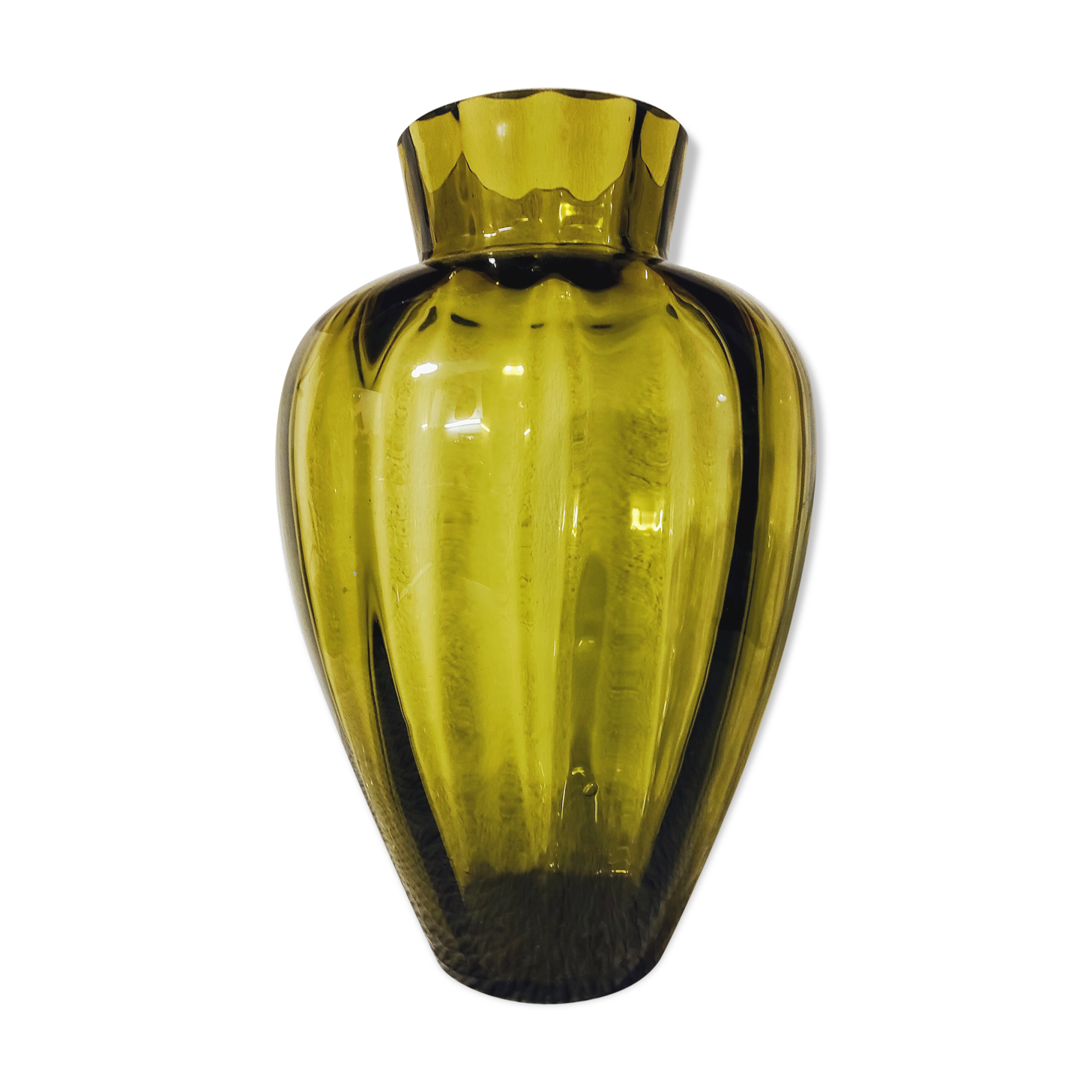 Olive green art deco vase