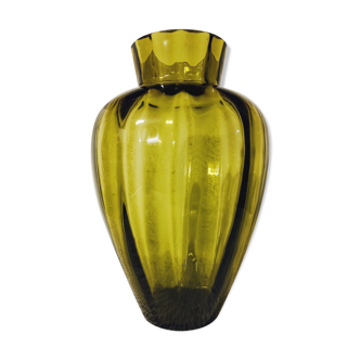 Olive green art deco vase