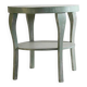 Art Deco round table in painted wood, silver and turquoise, with a hand-painted floral design on the top.