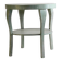 Art Deco round table in painted wood, silver and turquoise, with a hand-painted floral design on the top.