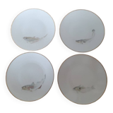 set of 4 Bavaria Hutschenreuther porcelain fish plates