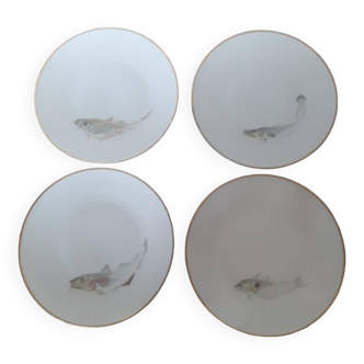 set of 4 Bavaria Hutschenreuther porcelain fish plates