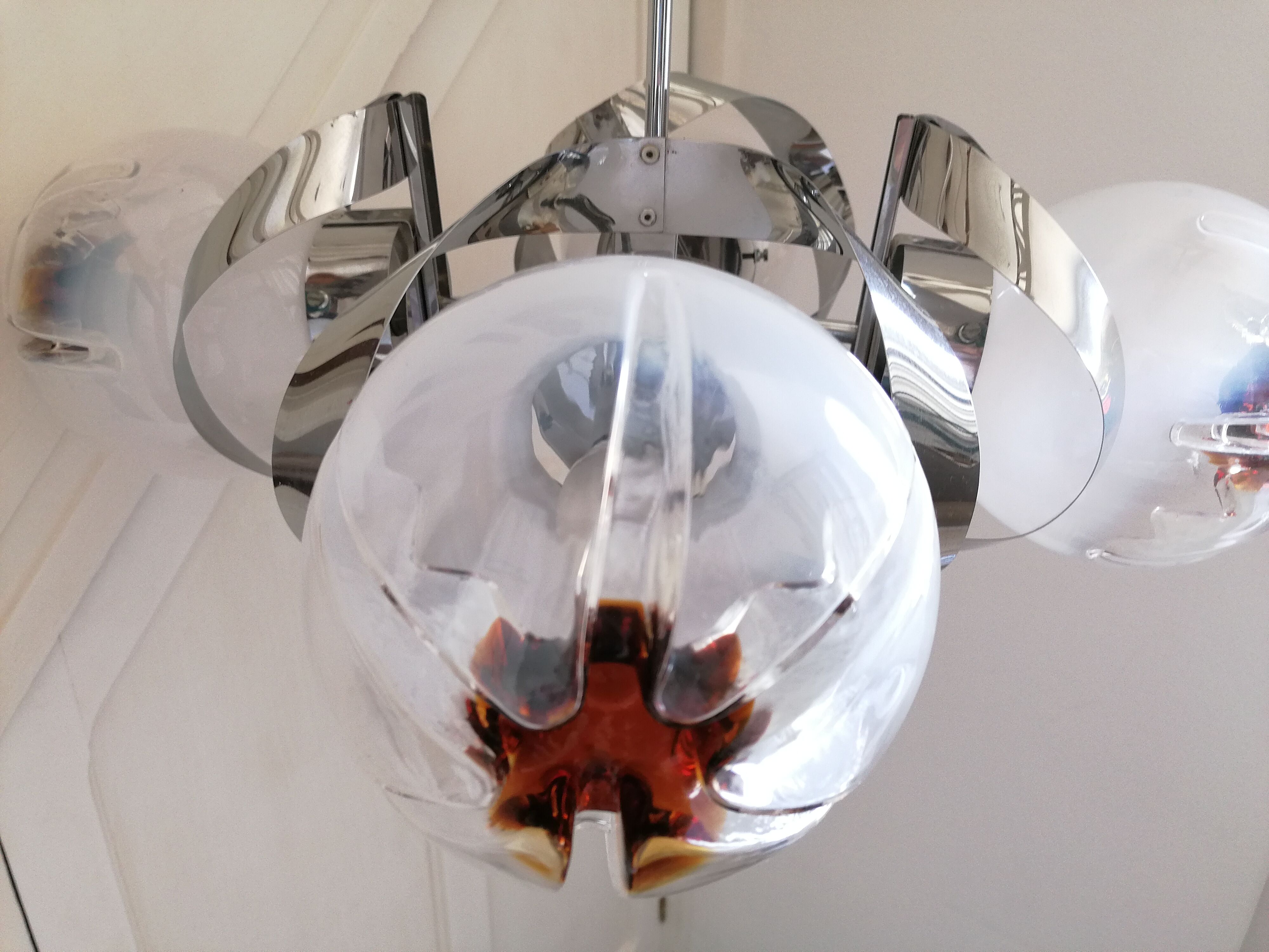 Mazzega chandelier in murano glass and metal