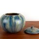 Blue glazed stoneware pot, Art Deco period, Roger Guerin