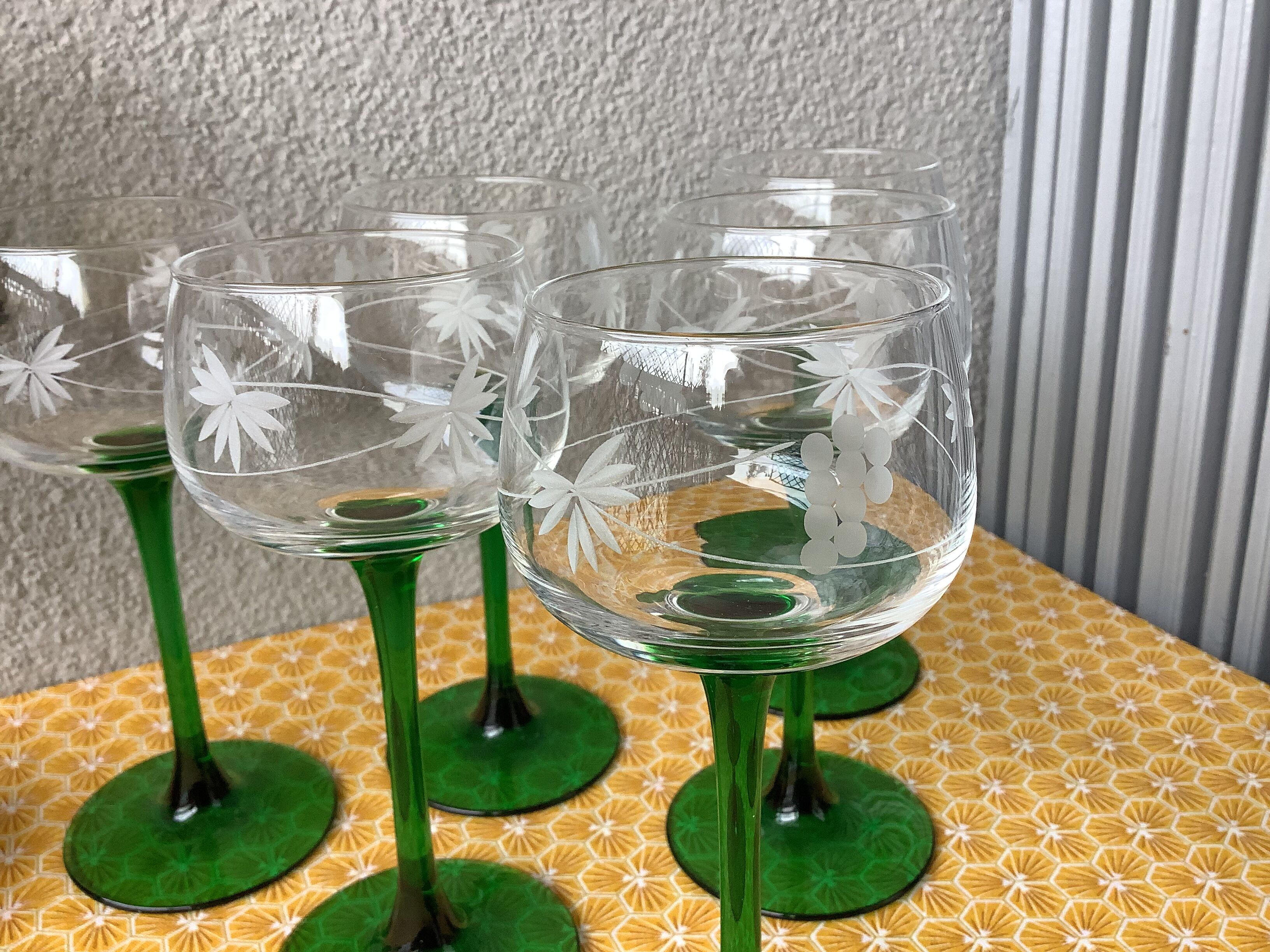 French Roemer Alsace glasses chiseled Luminarc