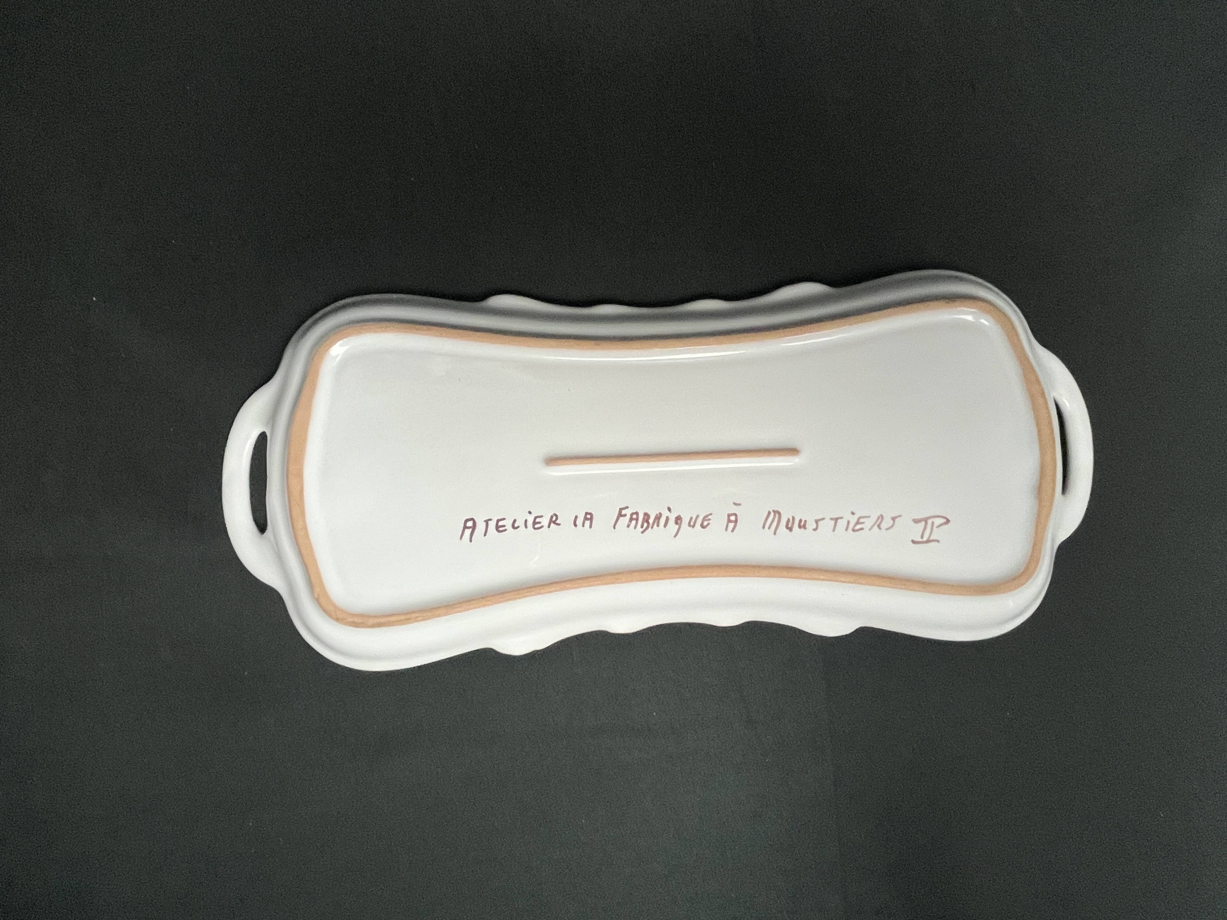 Set of three ceramics with floral decoration from Moustiers, 20th century