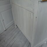 Chest of drawers of the year 1900 revisited, patinated pearl gray, wooden top.