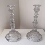 Antique pair of Portieux crystal candlesticks, 19th century
