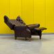 Brown vintage handmade chesterfield recliner armchair