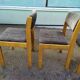 Lot de 4 Chaises en bois blond et tissu gris - Vintage