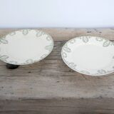 Plat à gâteau sur pied, compotier ancien par la manufacture Sarreguemines, France